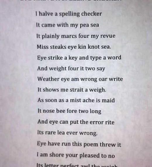 eye halve a spelling checker